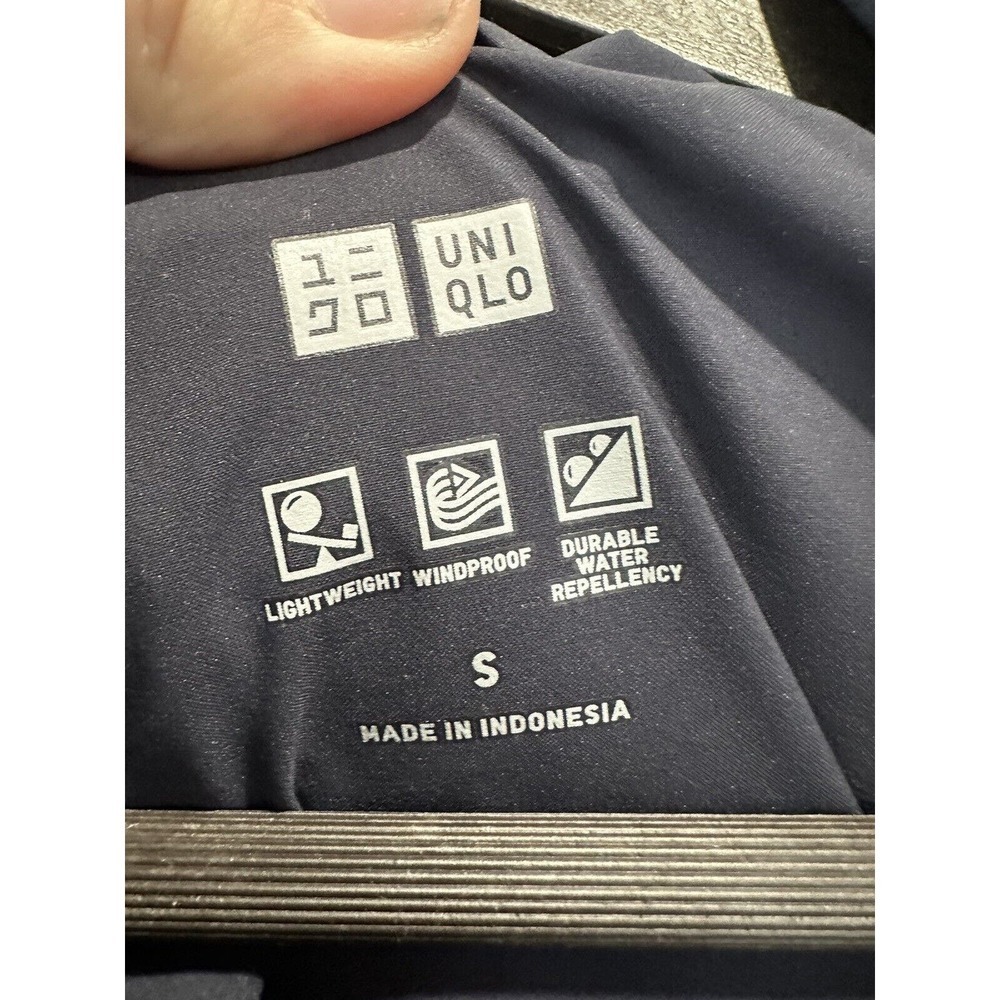 Uniqlo Women’s Down Puffer Coat Sz S Blue Goose Feather Mockneck Packable Hood‌‌ - Picture 7 of 7